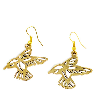 Tumbaga Gold Birds in Flight Drop Earrings