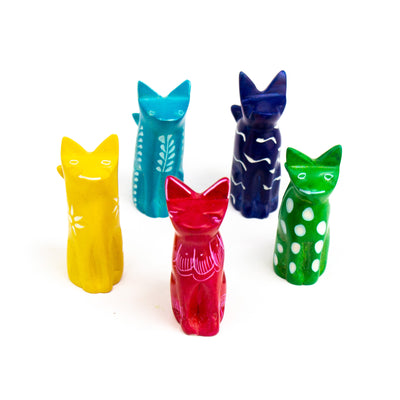 Soapstone Tiny Sitting Cats - Assorted Pack of 5 Colors