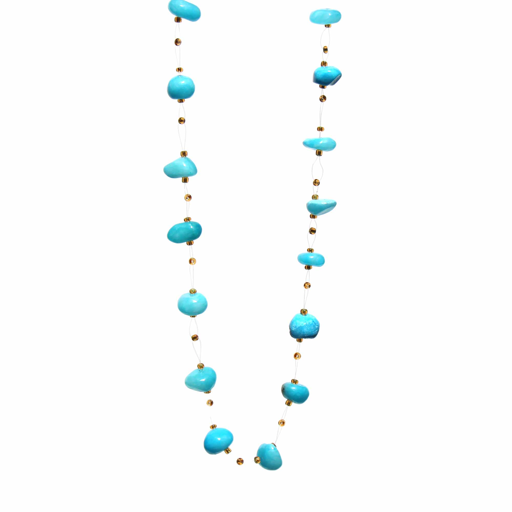 Floating Stone and Maasai Bead Necklace, Turquoise