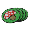 Bright Mushroom Hand Embroidered Glass Bead Coasters, Set of 4