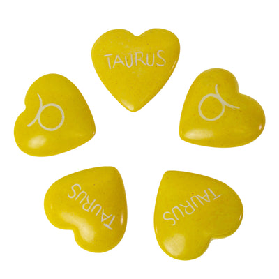 Handcarved Zodiac Kisii Soapstone Hearts, Set of 5: TAURUS