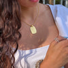 Handmade Hammered Dog Tag Pendant Matte Gold Brass Necklace