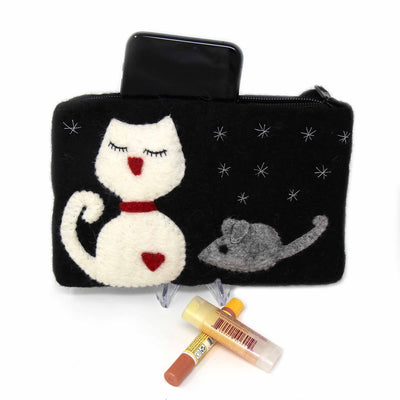 Handcrafted Cat White Cat Pouch