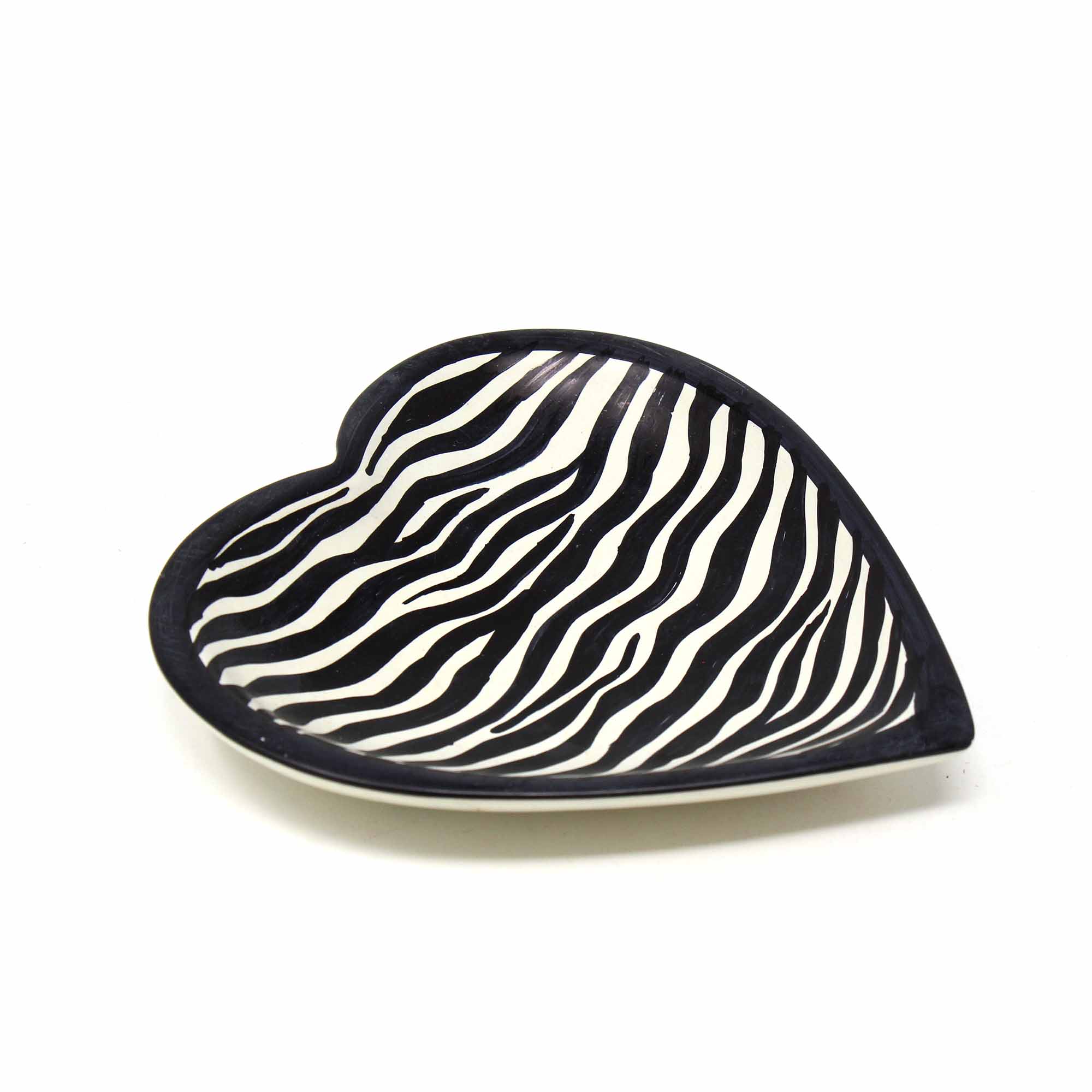 Soapstone Heart Bowl - Small - Modern Zebra Pattern