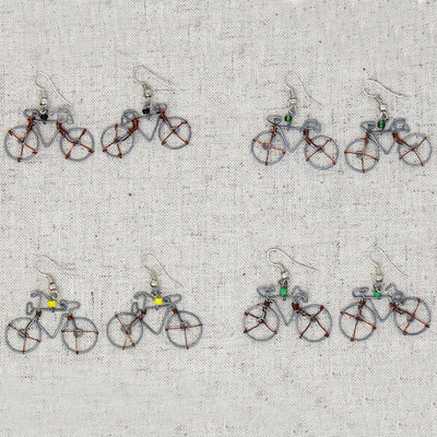 Wire Bicycle Earrings with Linen Gift Bag - The Takataka Collection