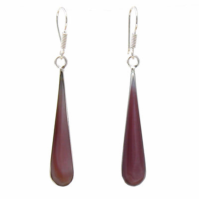 Mulberry Clam Shell Long Teardrop Earrings