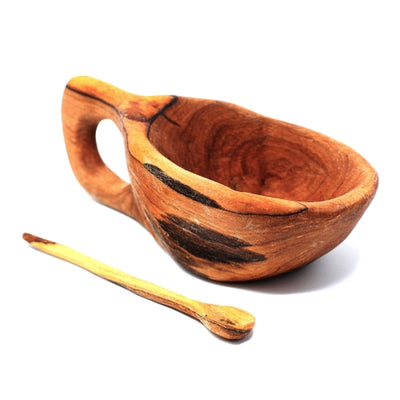 Reclaimed Olive Wood Salt Pot and Spoon