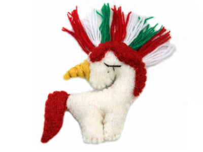 Christmas Unicorn Felt Ornament, Set of 2