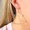 Handmade Citrine Uncut Stone Brass Geometric Earrings