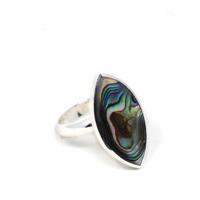 Alpaca Silver Abalone Marquise Adjustable Ring