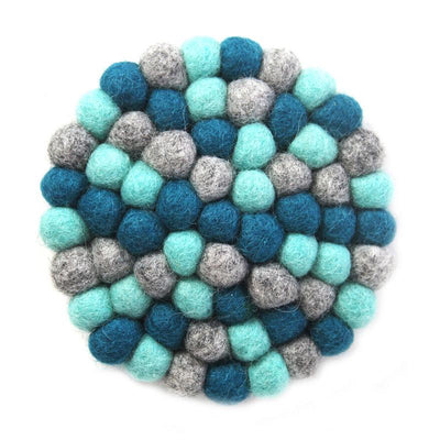 Felt Ball Coasters: 4-pack, Chakra Light Blues