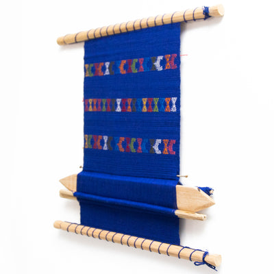 Guatemalan Hand Loom Wall Tapestry, Blue and Primary Colors