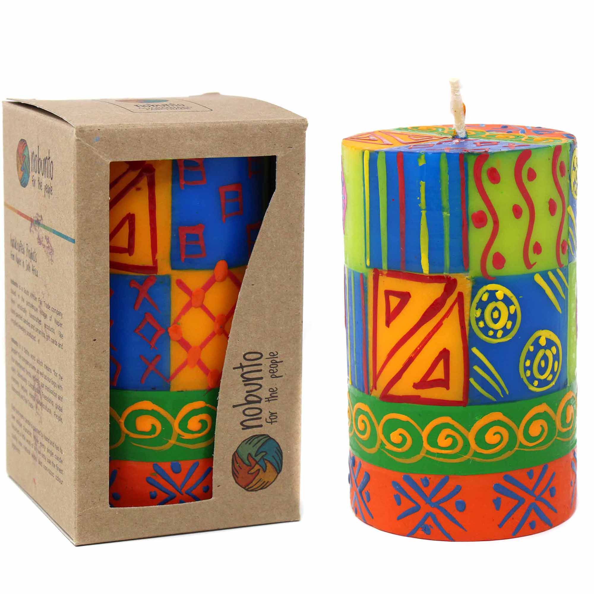 Unscented Hand-Painted Pillar Candle in Gift Box, 4-inch (Shahida Design)