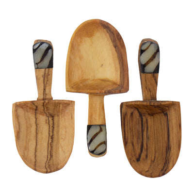 Petite Shovel Olive Wood Scoop, Set of 3