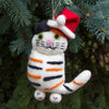 Handcrafted Felt Kitty Cat Collection of 4 Santa Cat Ornaments
