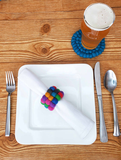 Kaleidoscope Felt Three Strand Napkin Rings, Set of 4