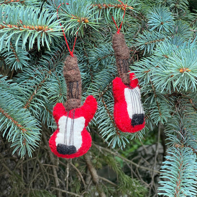 Guitar Handmade Felt Ornaments, Set of 2
