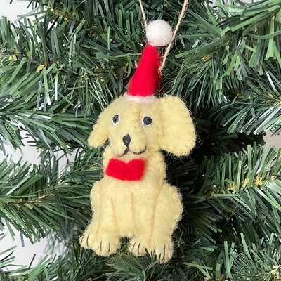 Golden Labrador Santa Handmade Felt Ornament