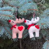 Reindeers in Love Handmade Felt Ornaments, Set of 2