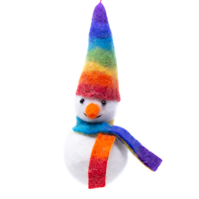Rainbow Heart and Frosty Handmade Felt Ornaments, Set of 2