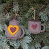 Handcrafted Felt Coffee Pot & Coffee Mug Ornament Set, Stone Grey