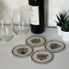 Busy Bees Hand Embroidered Glass Bead Coasters, Set of 4