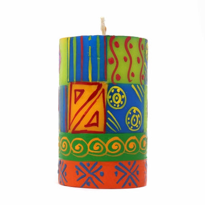 Unscented Hand-Painted Pillar Candle in Gift Box, 4-inch (Shahida Design)