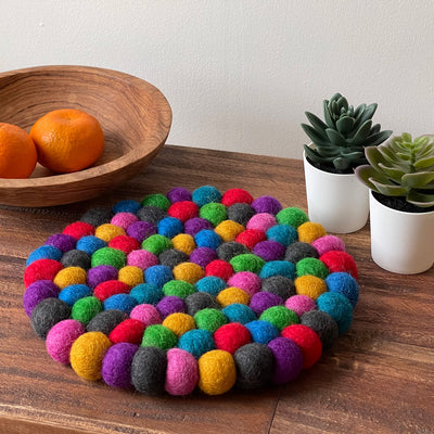 Felt Ball Trivet: Round, Kaleidoscope