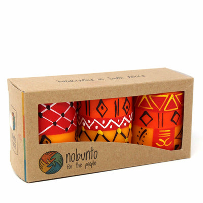 Unscented Hand-Painted Votive Candles, Boxed Set of 3 (Zahabu Design)