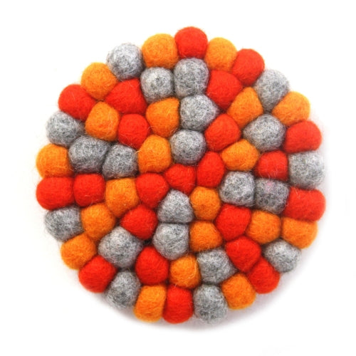 Felt Ball Trivets: Round Chakra, Oranges