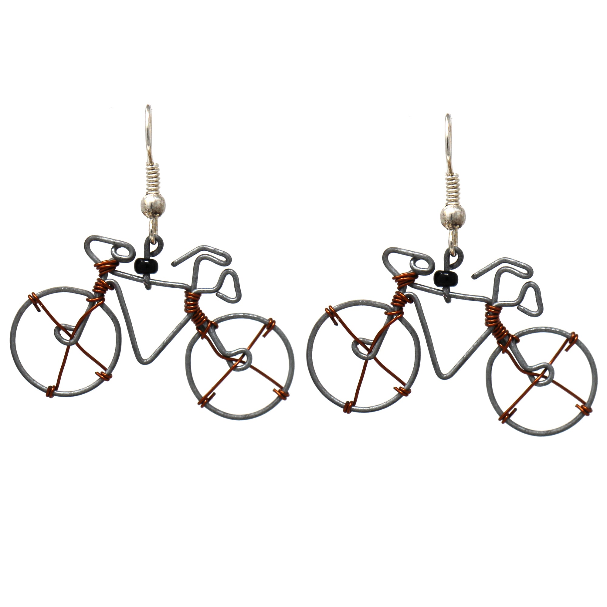 Wire Bicycle Earrings with Linen Gift Bag - The Takataka Collection