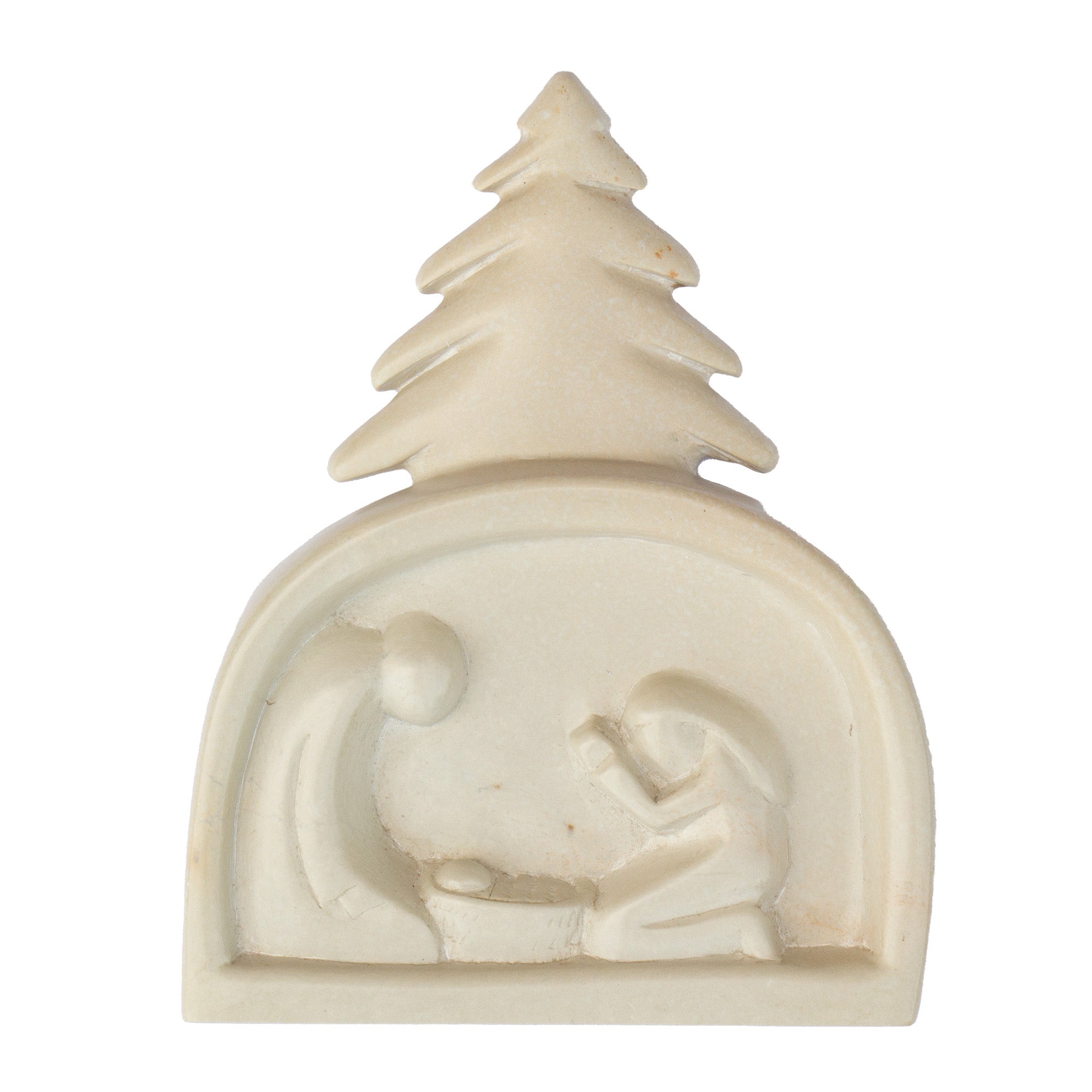 Soapstone Kenya Nativity Sculpture of Holy Family under Christmas Tree