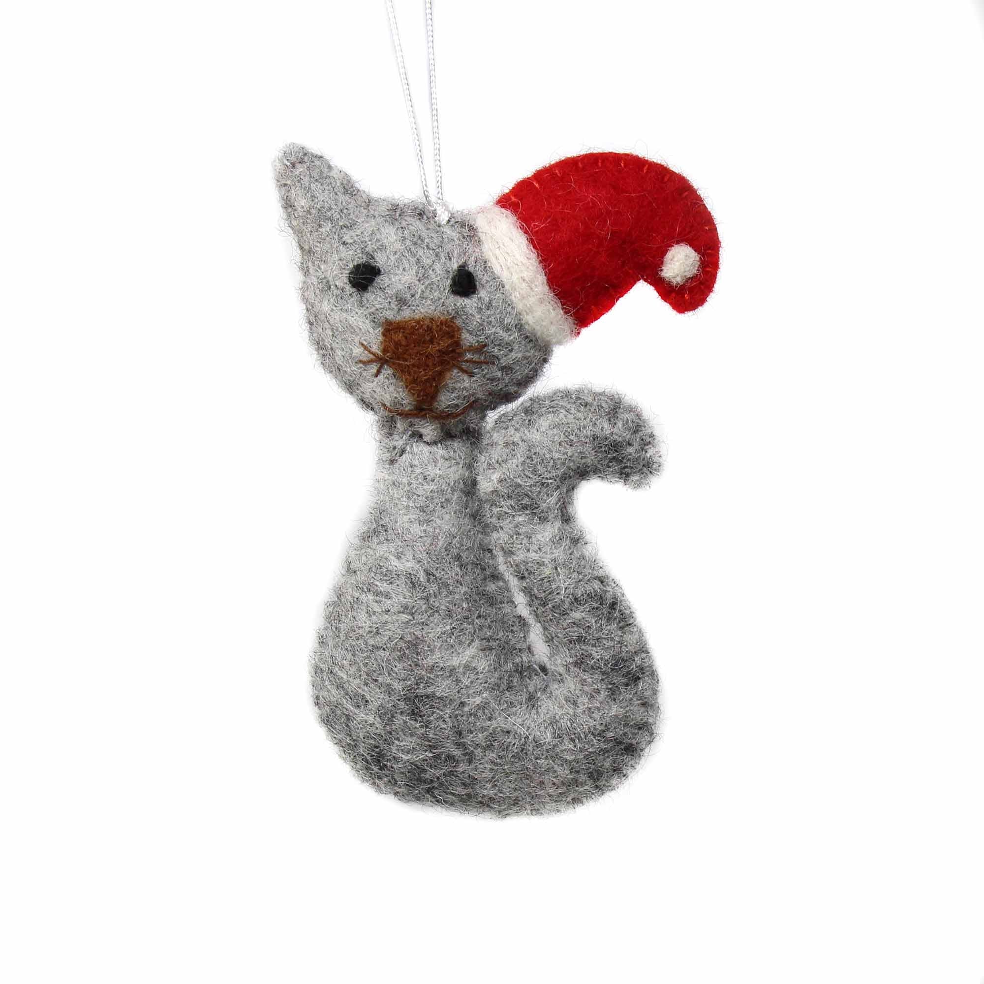 Hand Felted Christmas Ornament: Cat