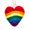 Rainbow Heart Handmade Felt Ornaments, Set of 2