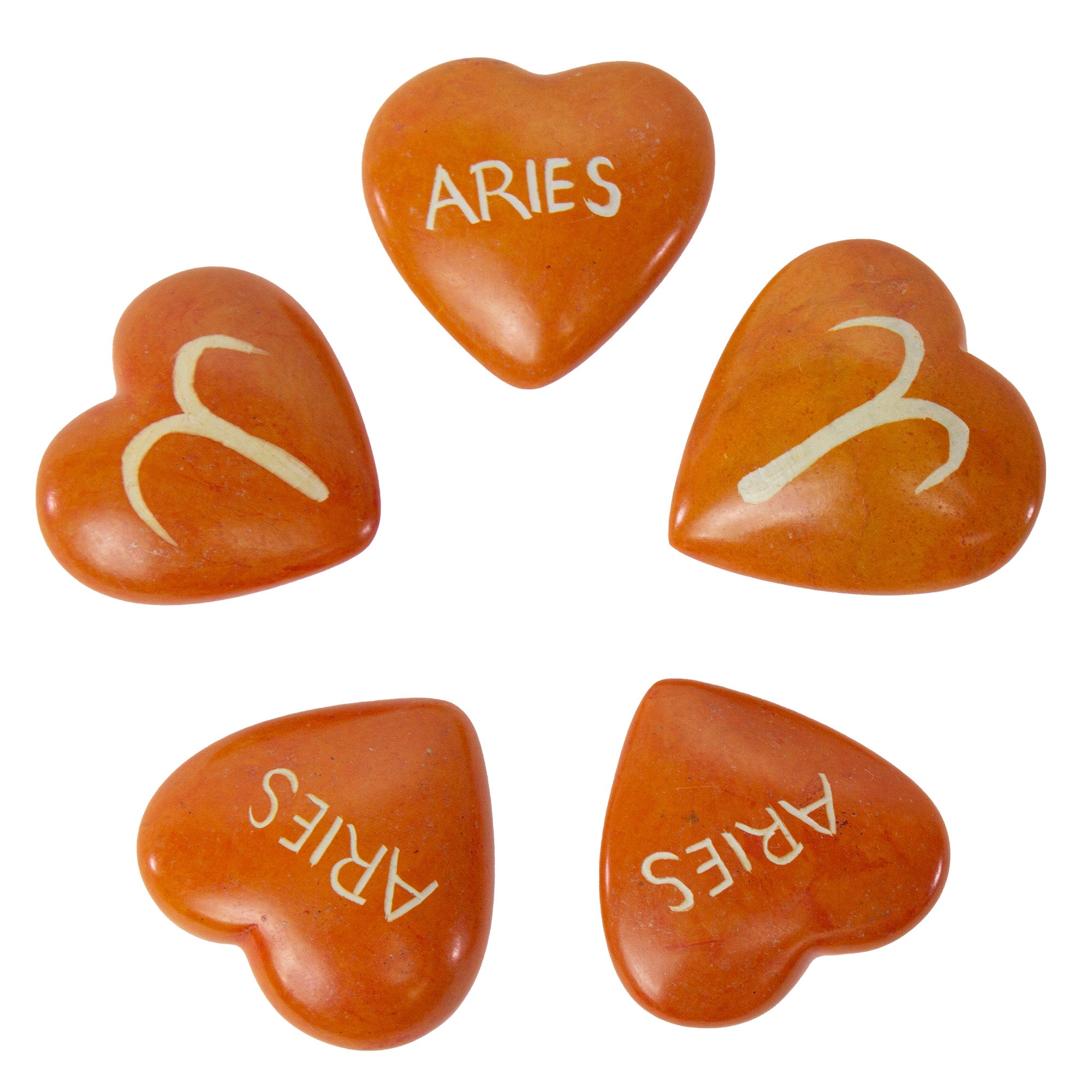 Handcarved Zodiac Kisii Soapstone Hearts, Set of 5: ARIES