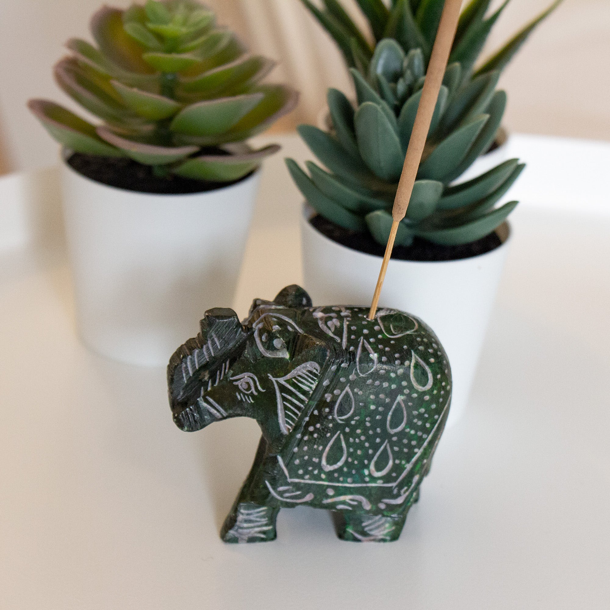 incense in plant pots Handmade Elephant Soapstone Incense Holder with Patchouli Stick Incens