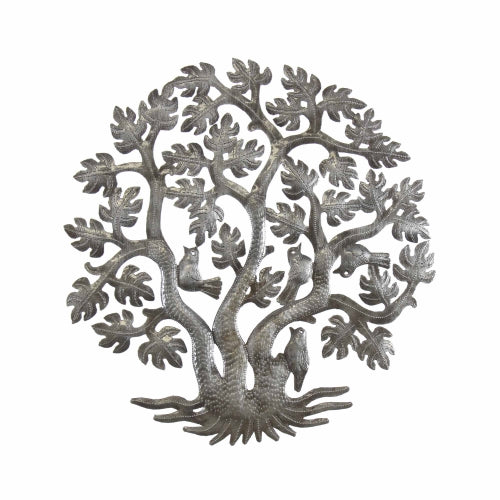 Tree of Life Three Trunks Haitian Steel Drum Wall Art, 14"