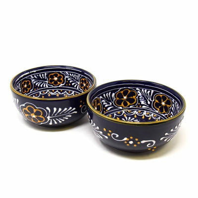 Encantada Handmade Pottery Bowls - Blue, Set of Two