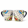 Encantada Handmade Pottery Set of 2 Mugs, Dots & Flowers - 12 oz.