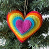 Rainbow Heart and Star Burst Handmade Felt Ornaments, Set of 2