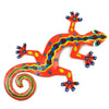 Eight inch Painted Gecko Recycled Haitian Metal Wall Art Multi-Colored Georgia Peach