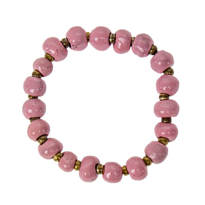 Handcrafted Stackable Set Clay Bead Bracelets from Haitian Artisans, Pastel Hues