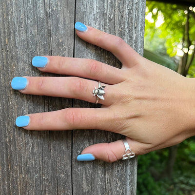 Handmade Honeycomb Silver Brass Ring