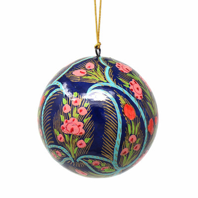 Handpainted Ornament, Blue Floral