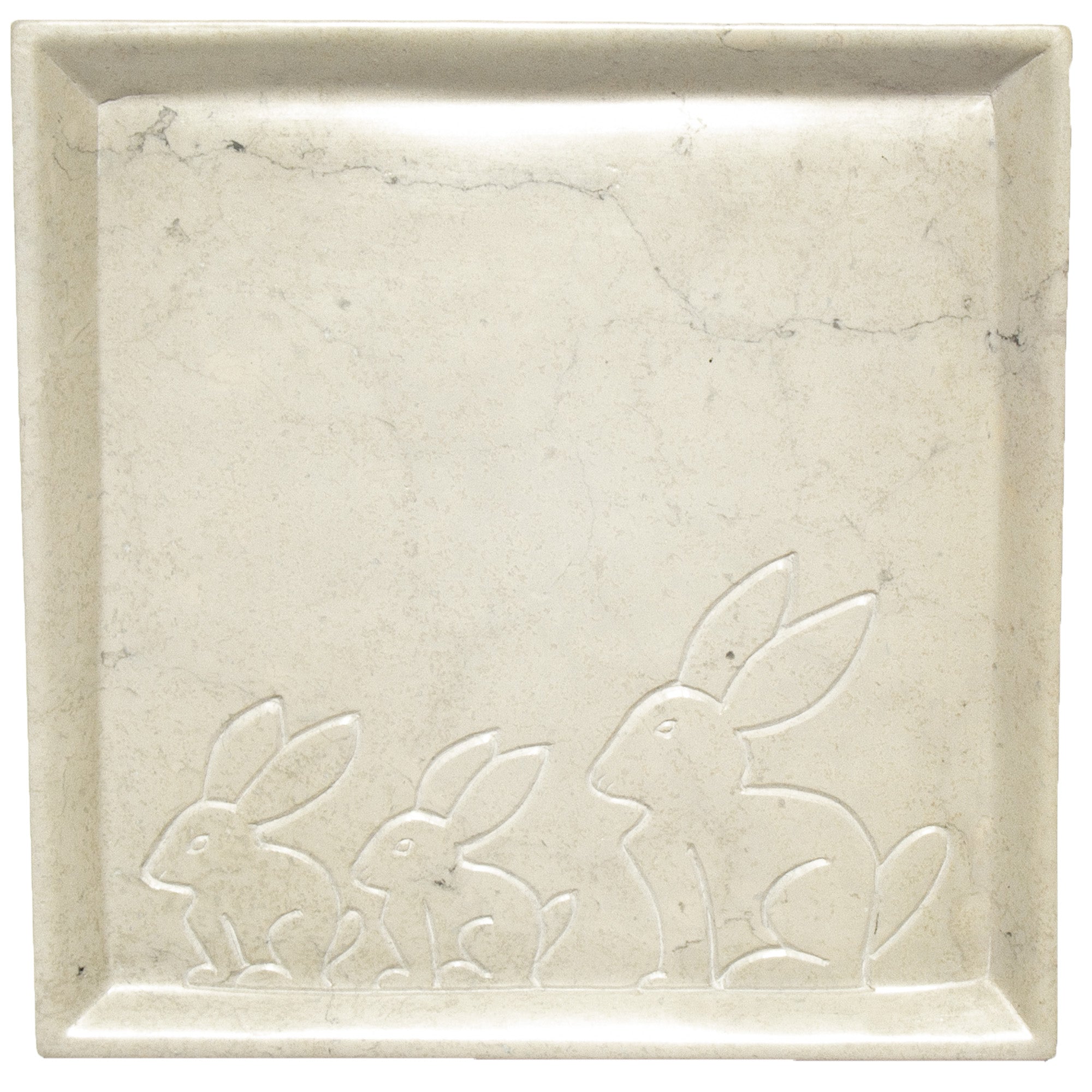 Soapstone Bunny Design Square Appetizer Plate