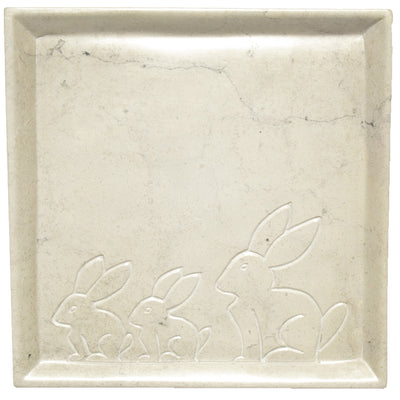 Soapstone Bunny Design Square Appetizer Plate