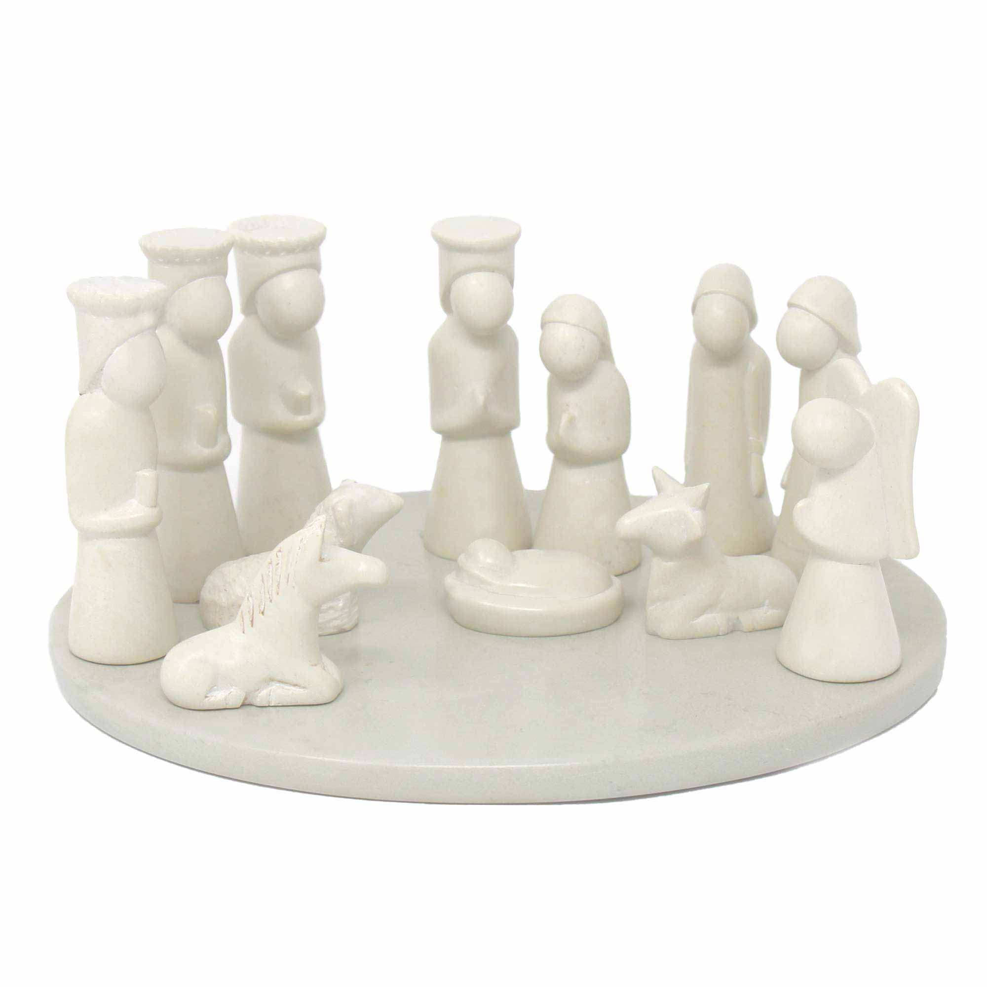 Nativity Soapstone Sculpture, 14-Piece Set (including Display Board)