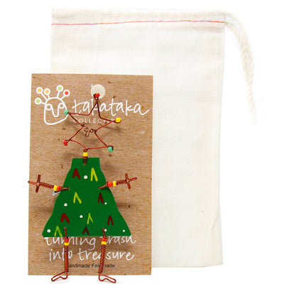 Dancing Girl Christmas Tree Pin with Linen Gift Bag - The Takataka Collection