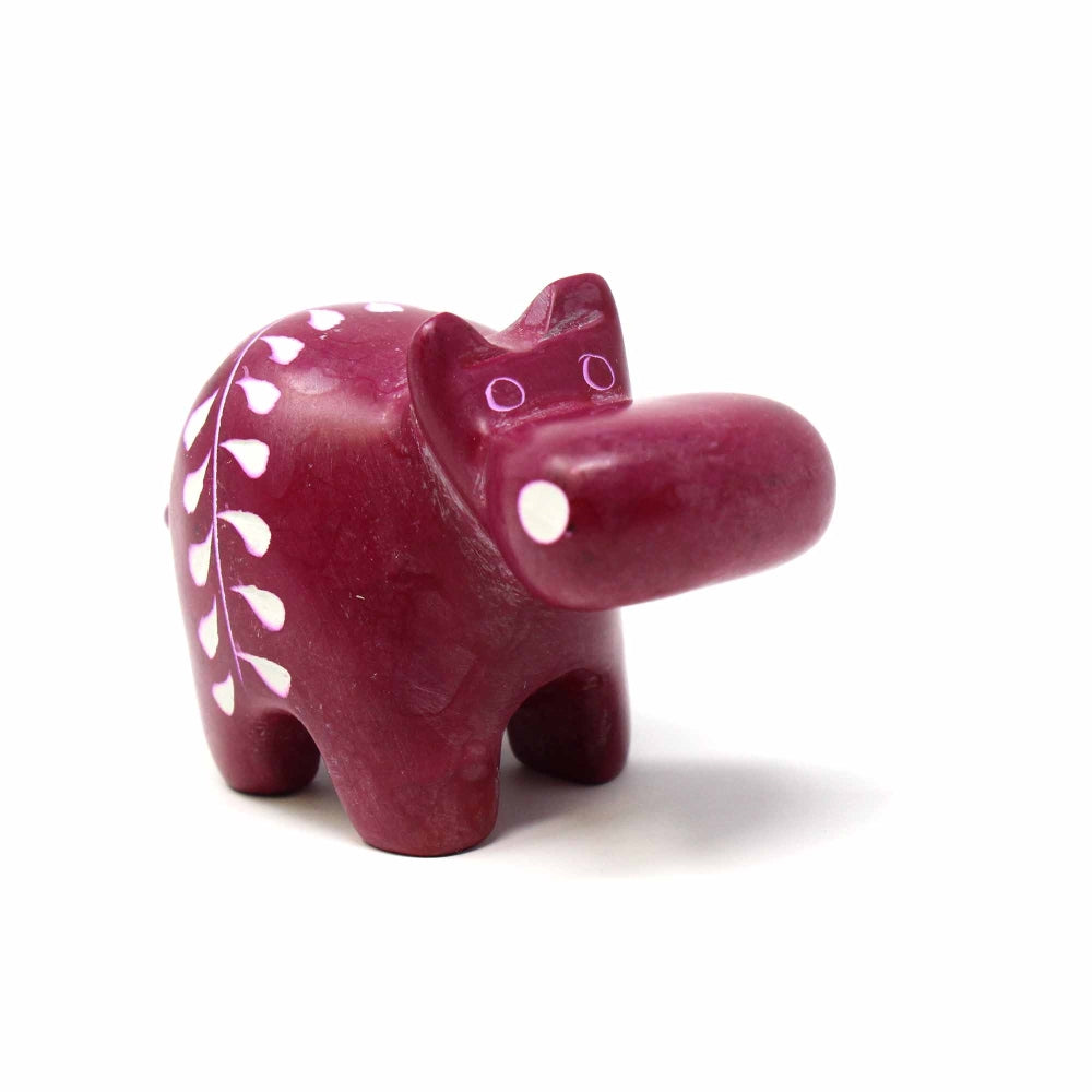 Soapstone Hippo - Small - Fuchsia