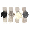Set of 4 Napkin Rings, Assorted Neutral Color Zinnias